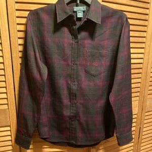Lauren Ralph Lauren Pure Wool Black & Pink Plaid Shirt